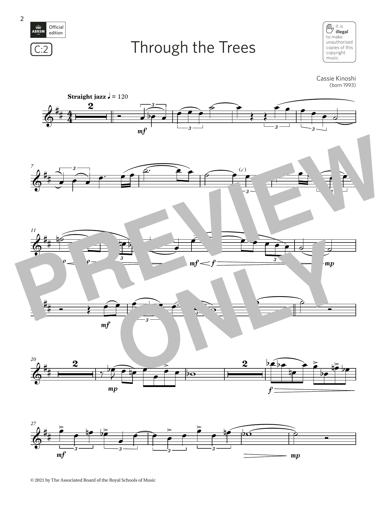 Cassie Kinoshi Through the Trees (Grade 5 List C2 from the ABRSM Saxophone syllabus from 2022) Sheet Music
