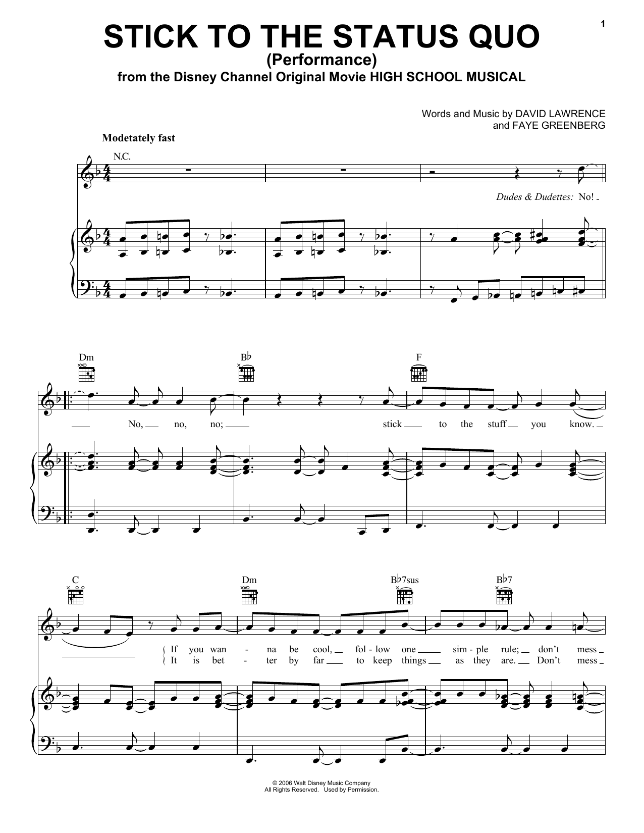 Cast of High School Musical: The Musical: The Series Stick To The Status Quo (from High School Musical: The Musical: The Series) Sheet Music