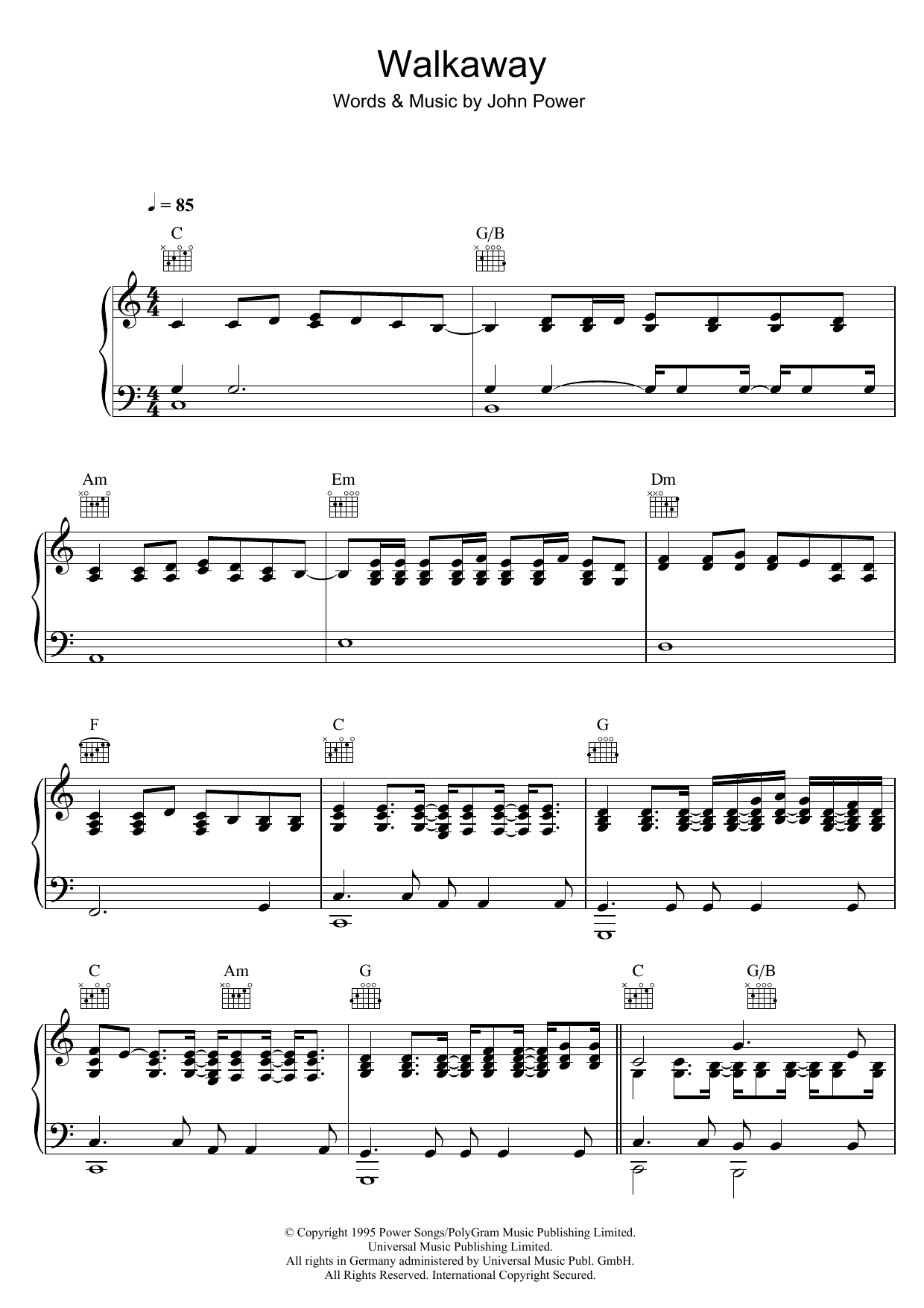 Cast Walkaway Sheet Music