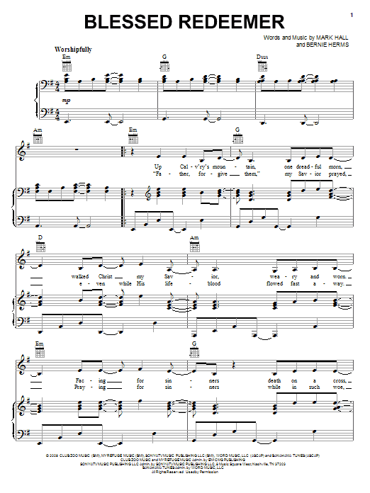 Casting Crowns Blessed Redeemer Sheet Music