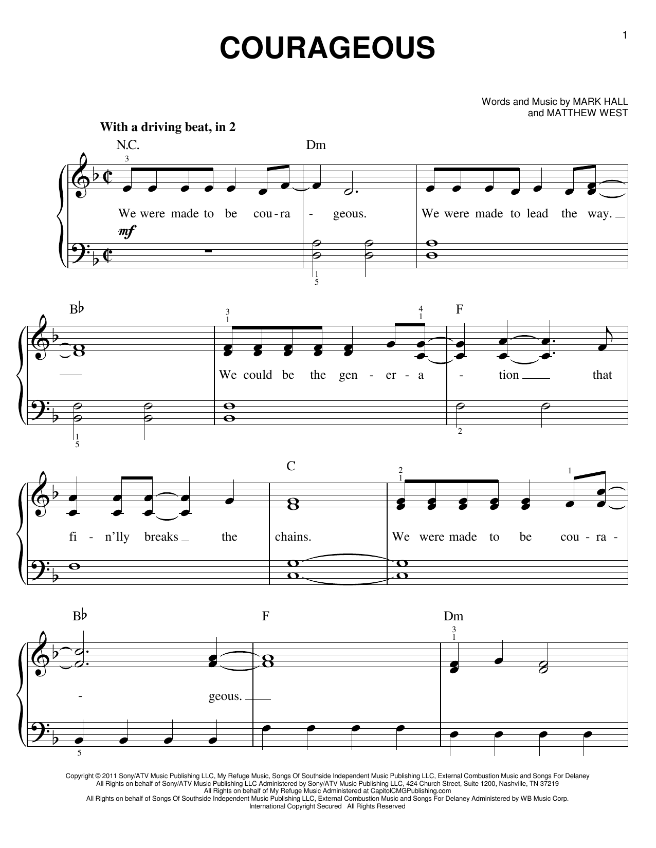 Casting Crowns Courageous Sheet Music