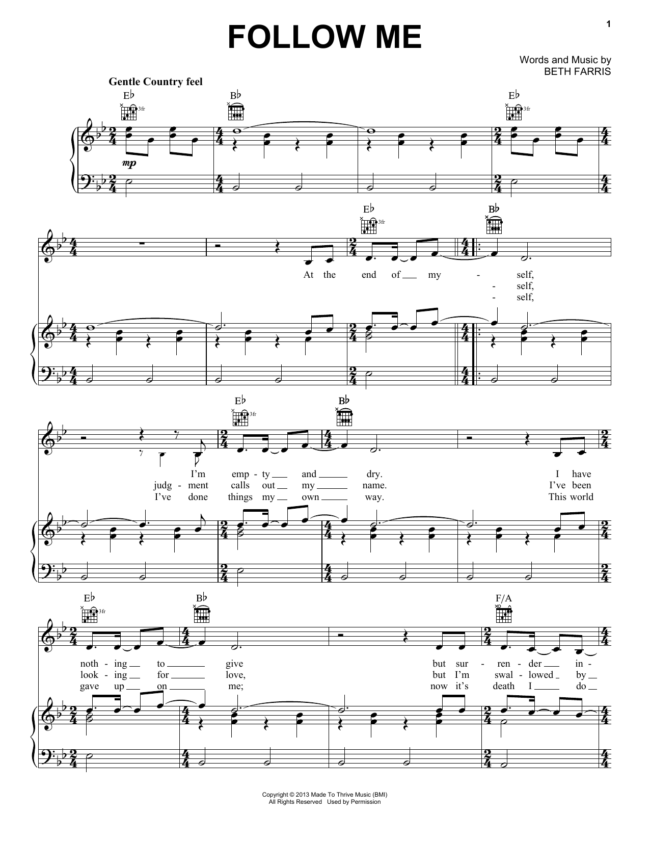 Casting Crowns Follow Me Sheet Music
