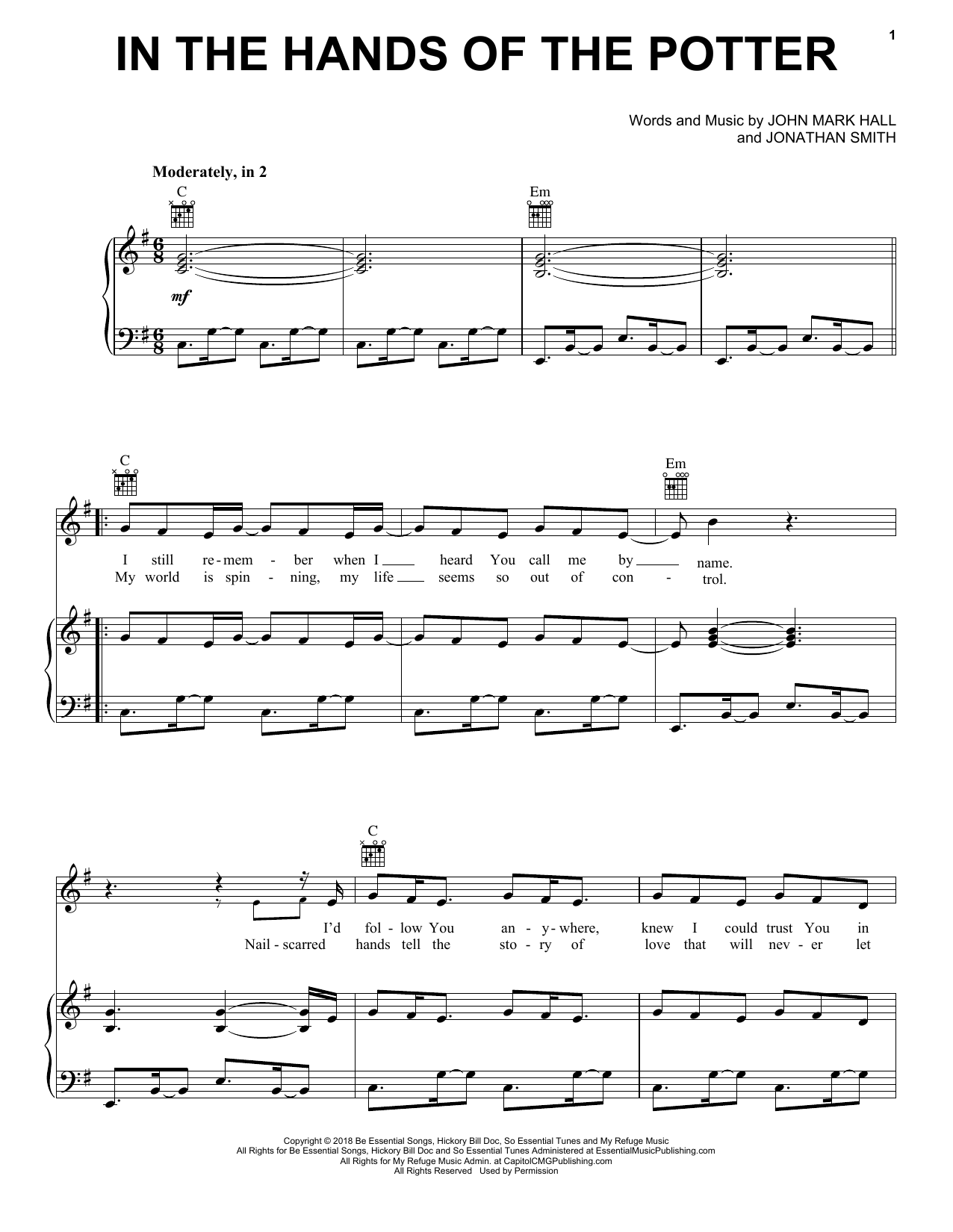 Casting Crowns In The Hands Of The Potter Sheet Music