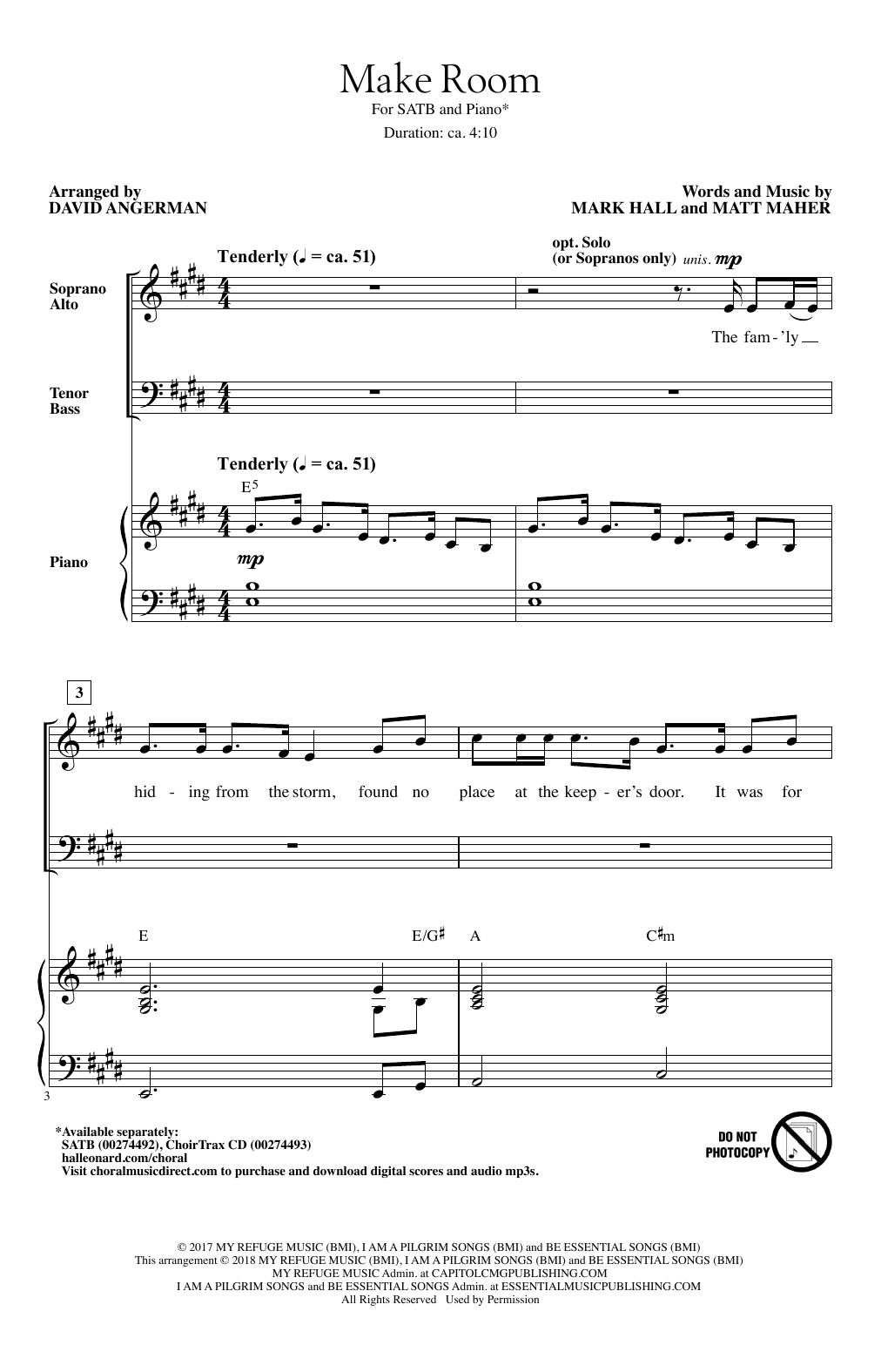 Casting Crowns Make Room (arr. David Angerman) Sheet Music