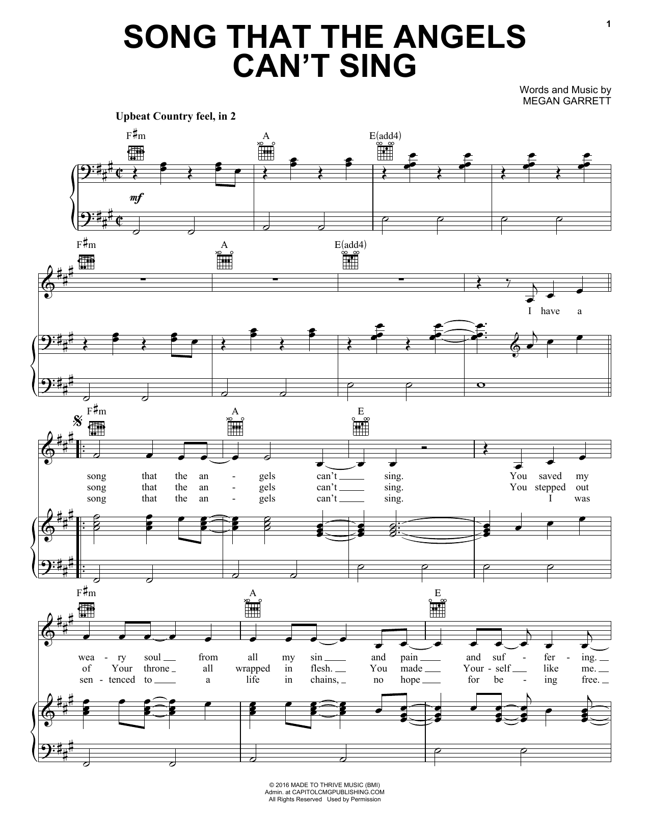 Casting Crowns Song That The Angels Can't Sing Sheet Music