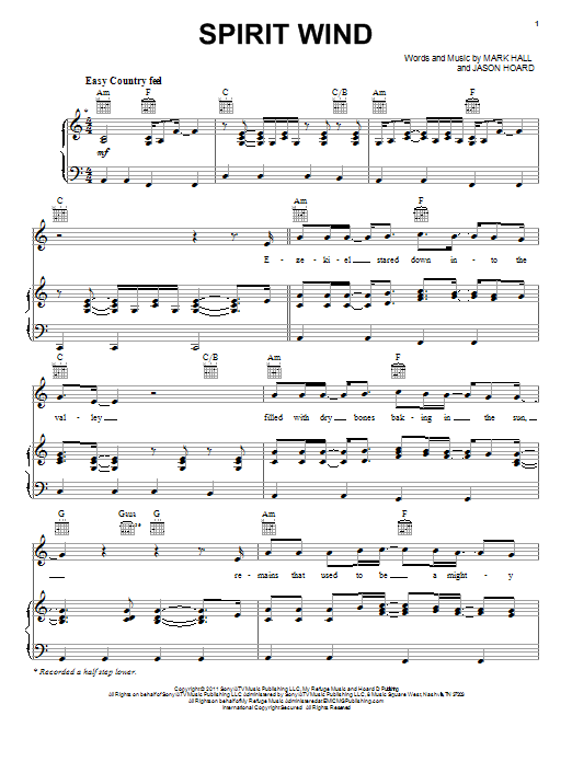 Casting Crowns Spirit Wind Sheet Music