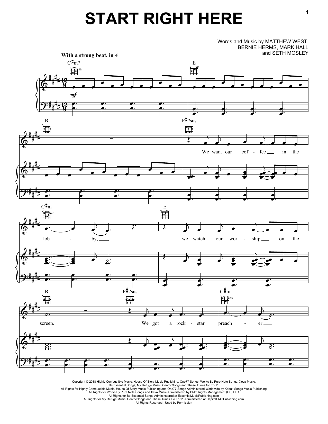 Casting Crowns Start Right Here Sheet Music