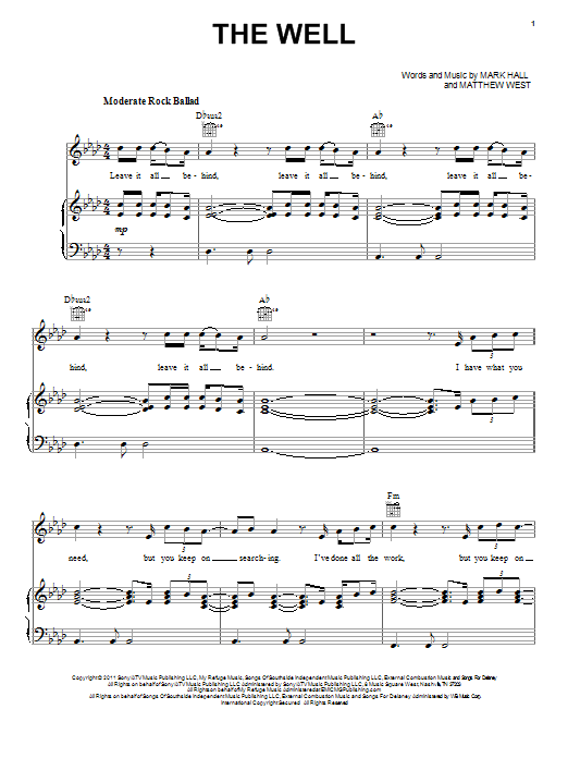 Casting Crowns The Well Sheet Music