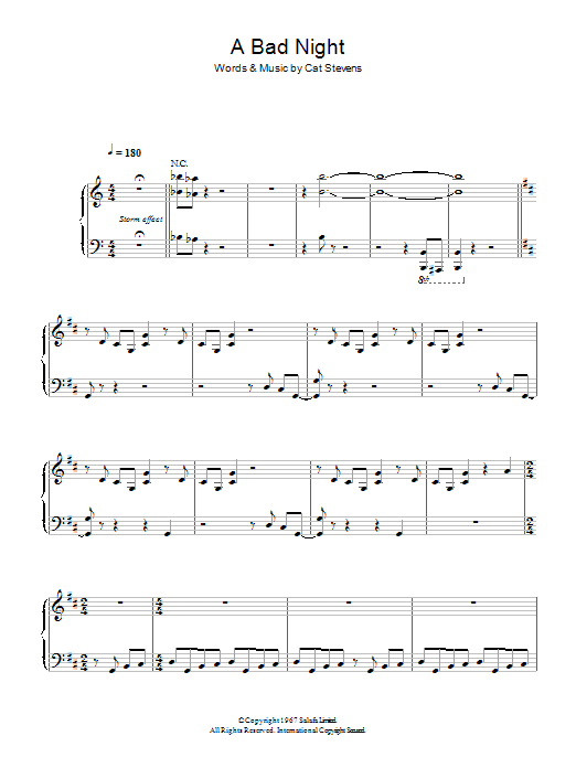 Cat Stevens A Bad Night Sheet Music