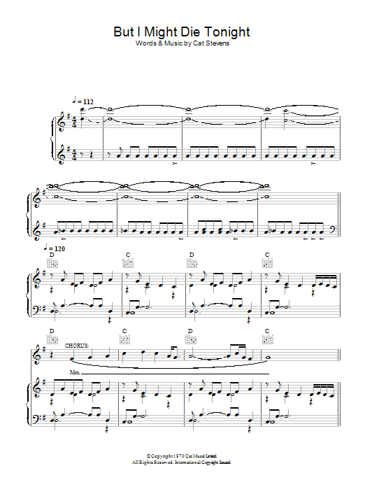 Cat Stevens But I Might Die Tonight Sheet Music
