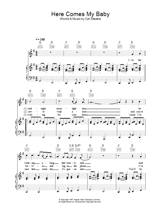 Cat Stevens Here Comes My Baby Sheet Music