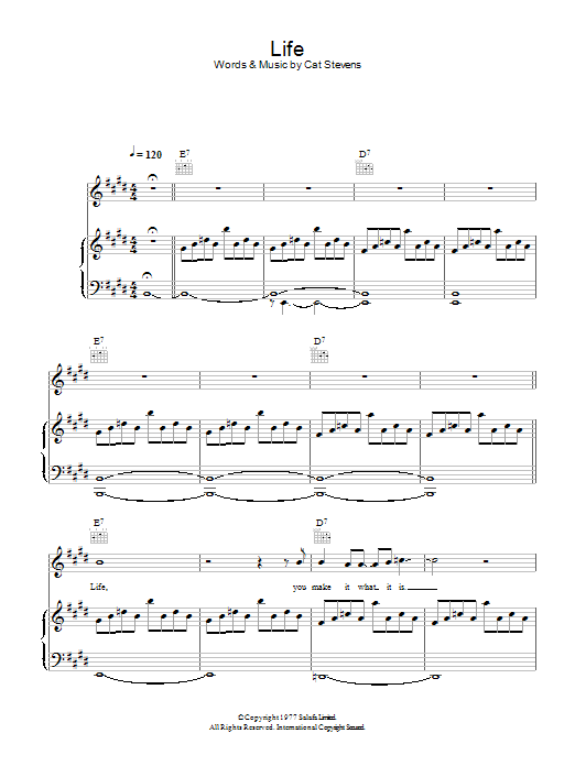 Cat Stevens Life Sheet Music