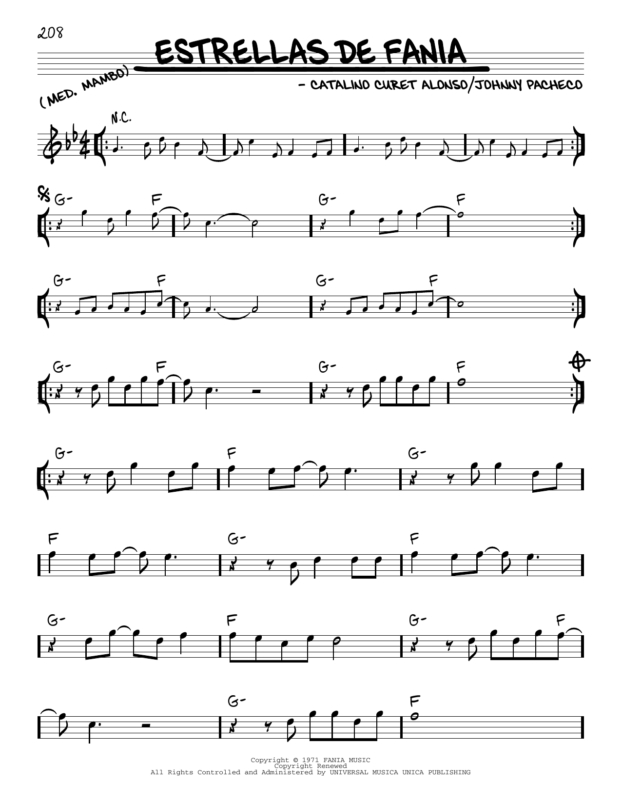 Catalino Curet Alonso Estrellas De Fania Sheet Music