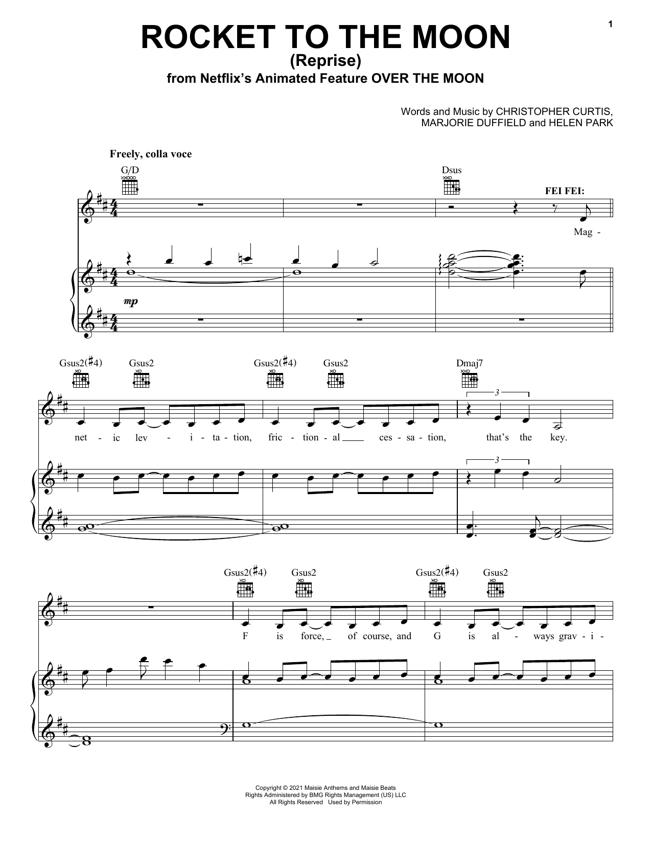 Cathy Ang Rocket To The Moon (Reprise) (from Over The Moon) Sheet Music