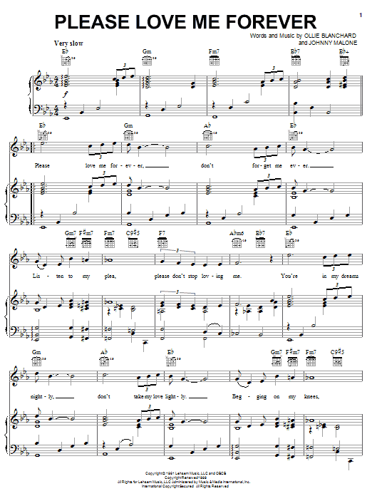 Cathy Jean & The Roommates Please Love Me Forever Sheet Music