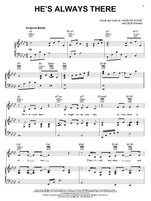 CeCe Winans He's Always There Sheet Music
