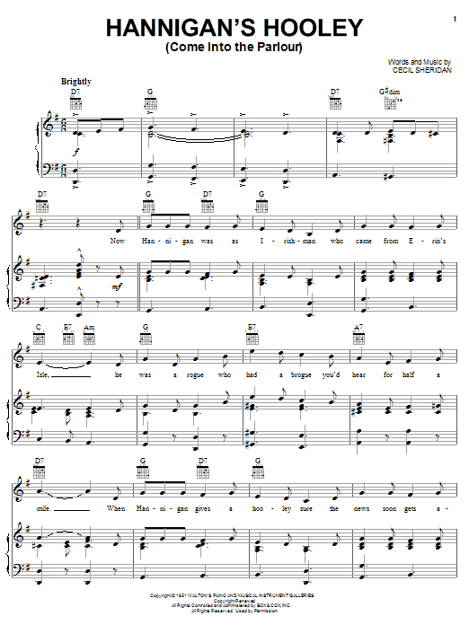 Cecil Sheridan Hannigan's Hooley Sheet Music