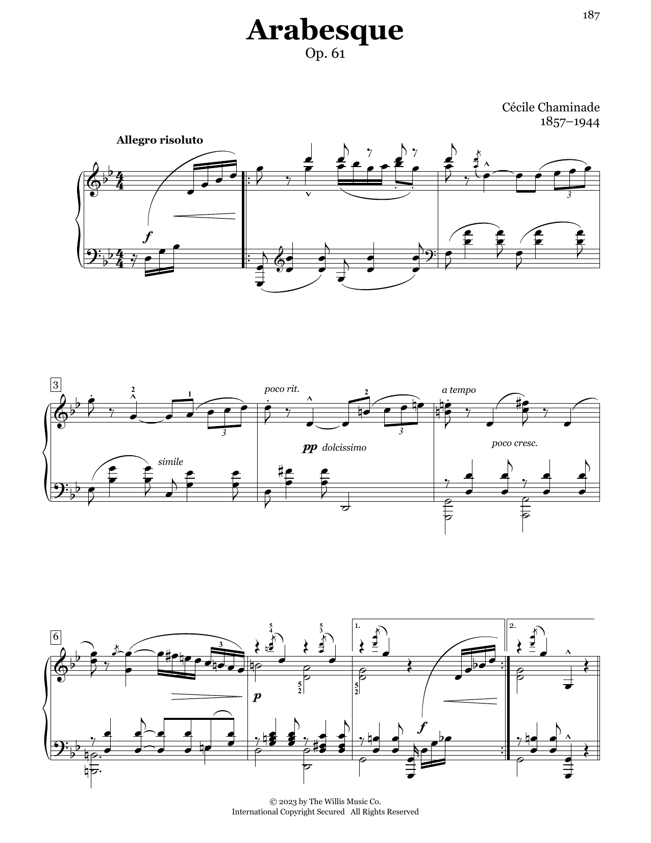 Cecile Chaminade Arabesque, Op. 61 Sheet Music