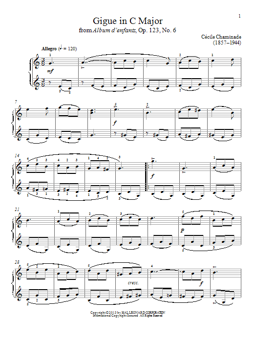 Cecile Chaminade Gigue In C Major Sheet Music