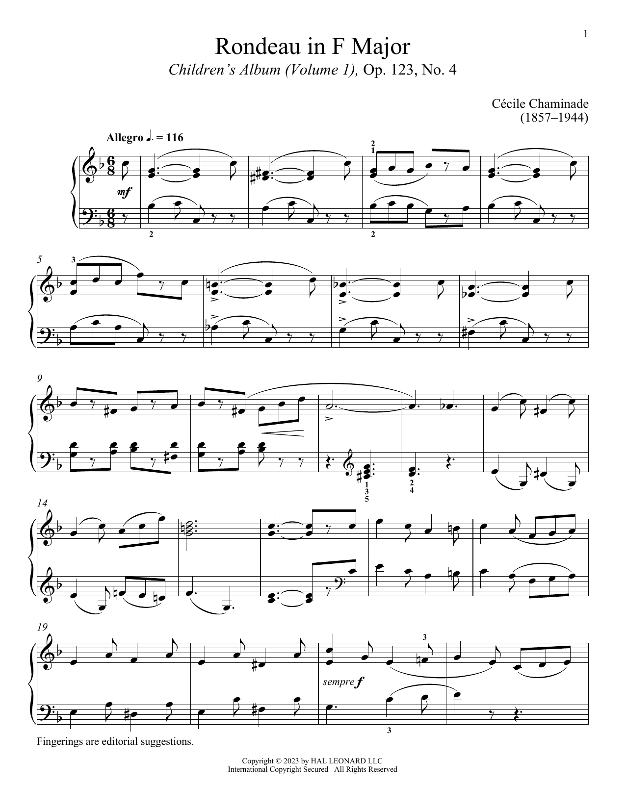 Cecile Chaminade Rondeau Sheet Music