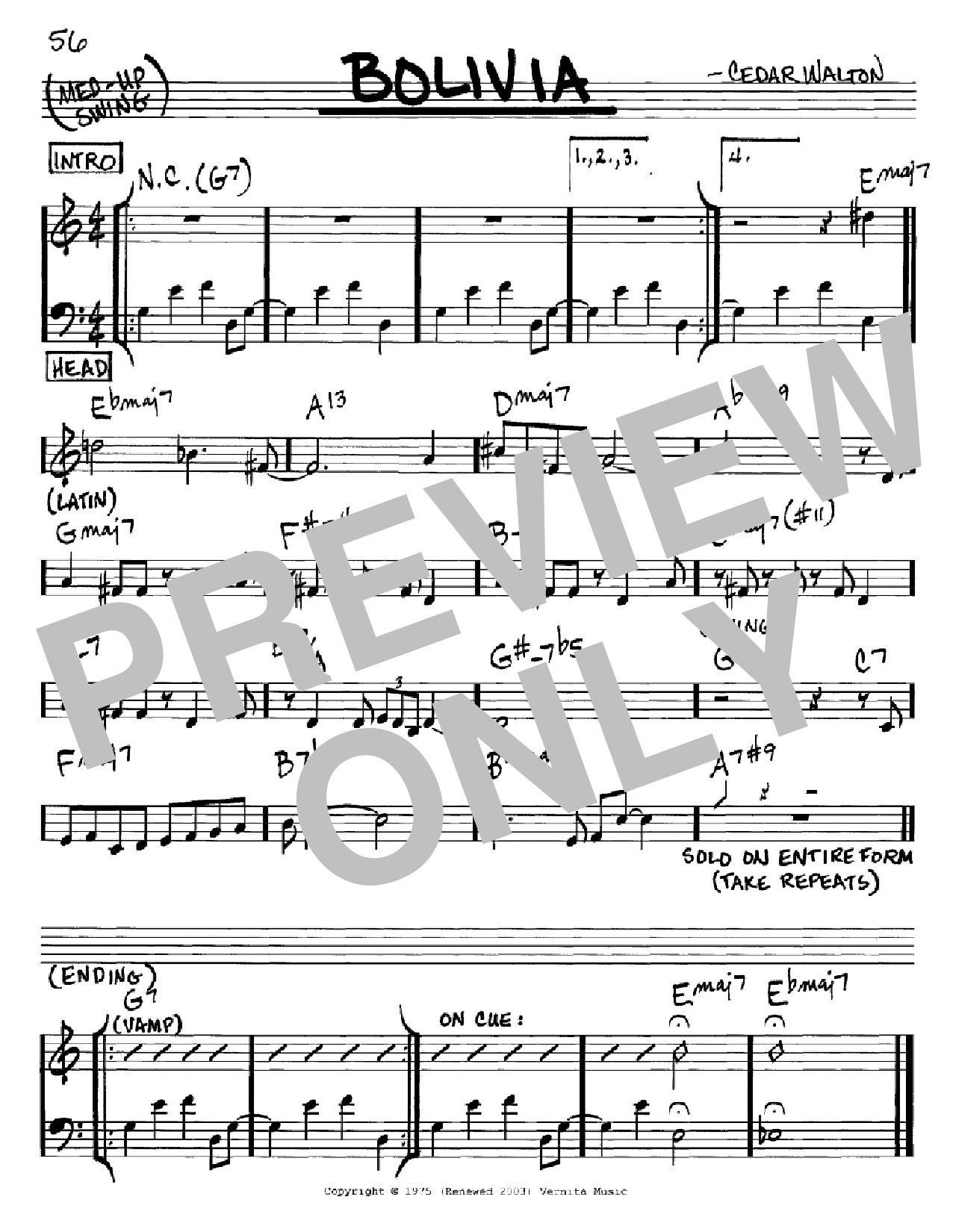 Cedar Walton Bolivia Sheet Music
