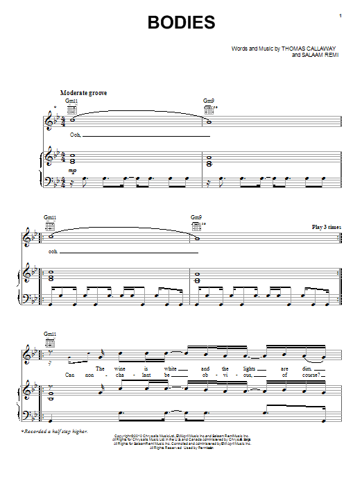 Cee Lo Green Bodies Sheet Music