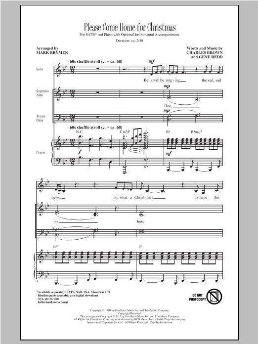 Cee Lo Green Please Come Home For Christmas (arr. Mark Brymer) Sheet Music