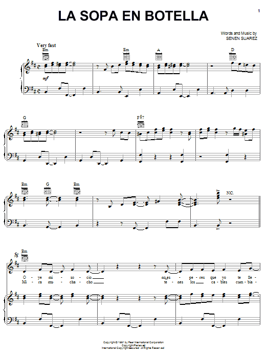 Celia Cruz La Sopa En Botella Sheet Music