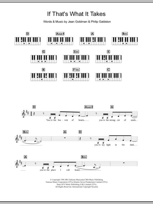 Celine Dion If That's What It Takes Sheet Music
