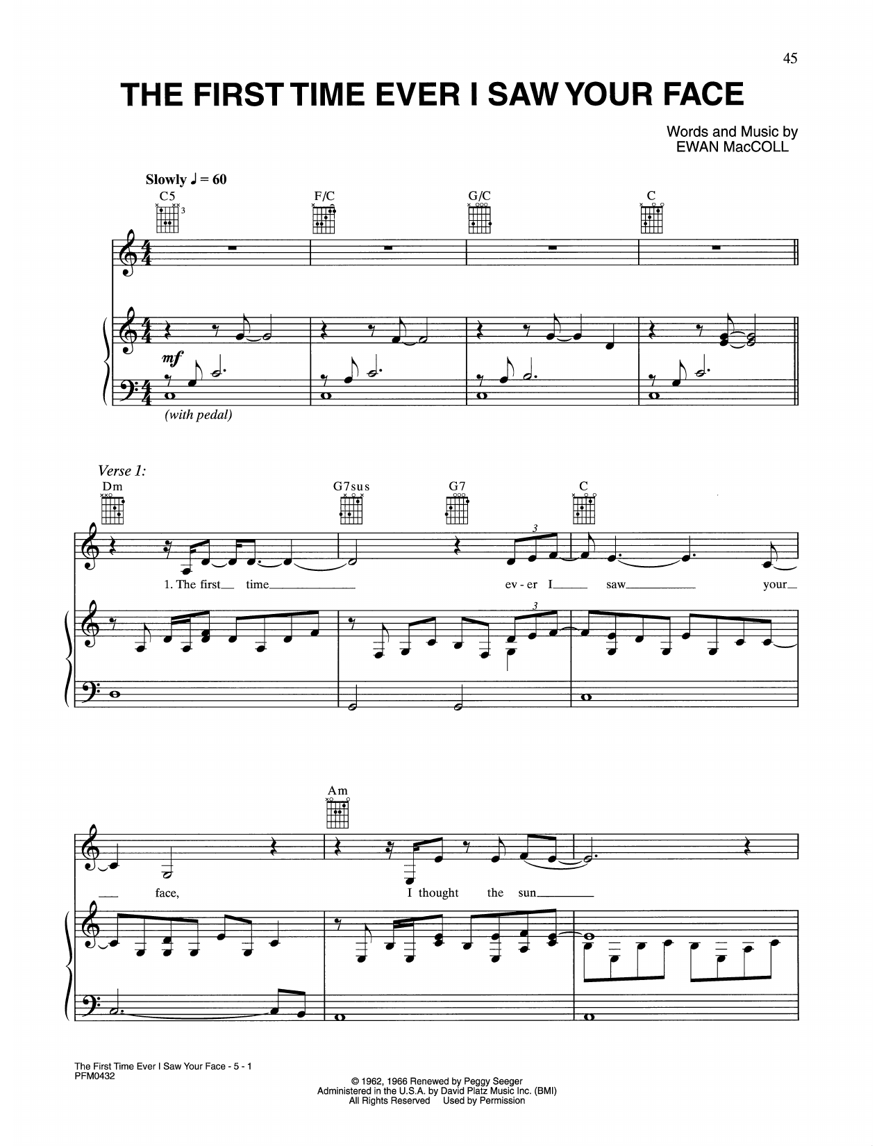 Celine Dion The First Time Ever I Saw Your Face Sheet Music