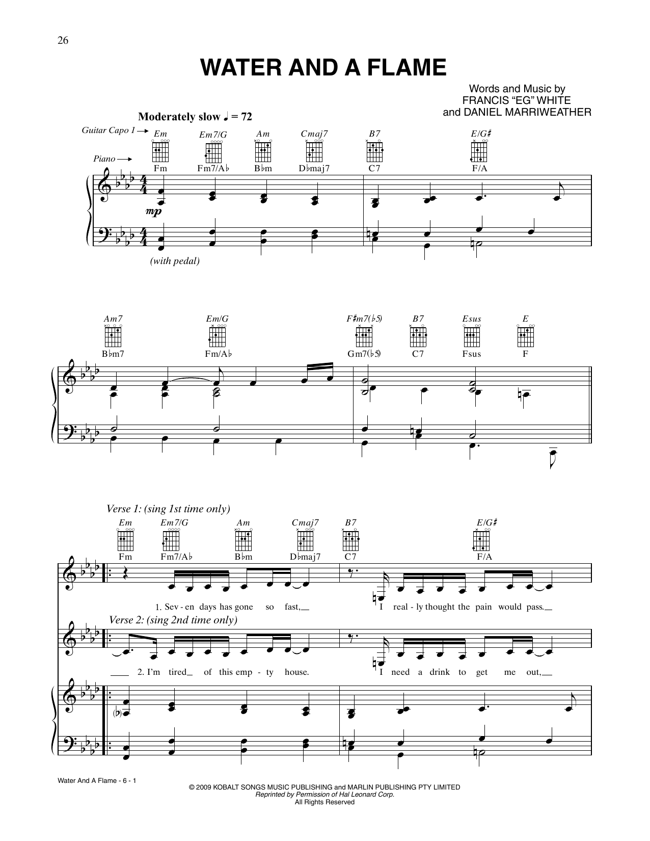 CÉLINE DION Water And A Flame Sheet Music