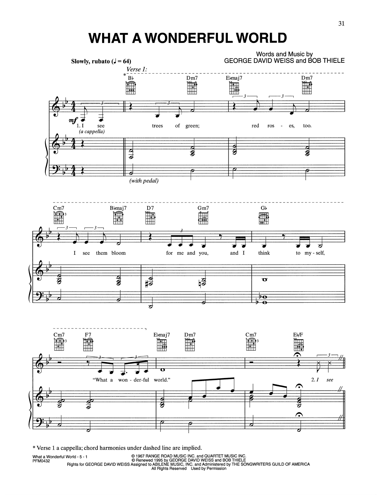 Celine Dion What A Wonderful World Sheet Music