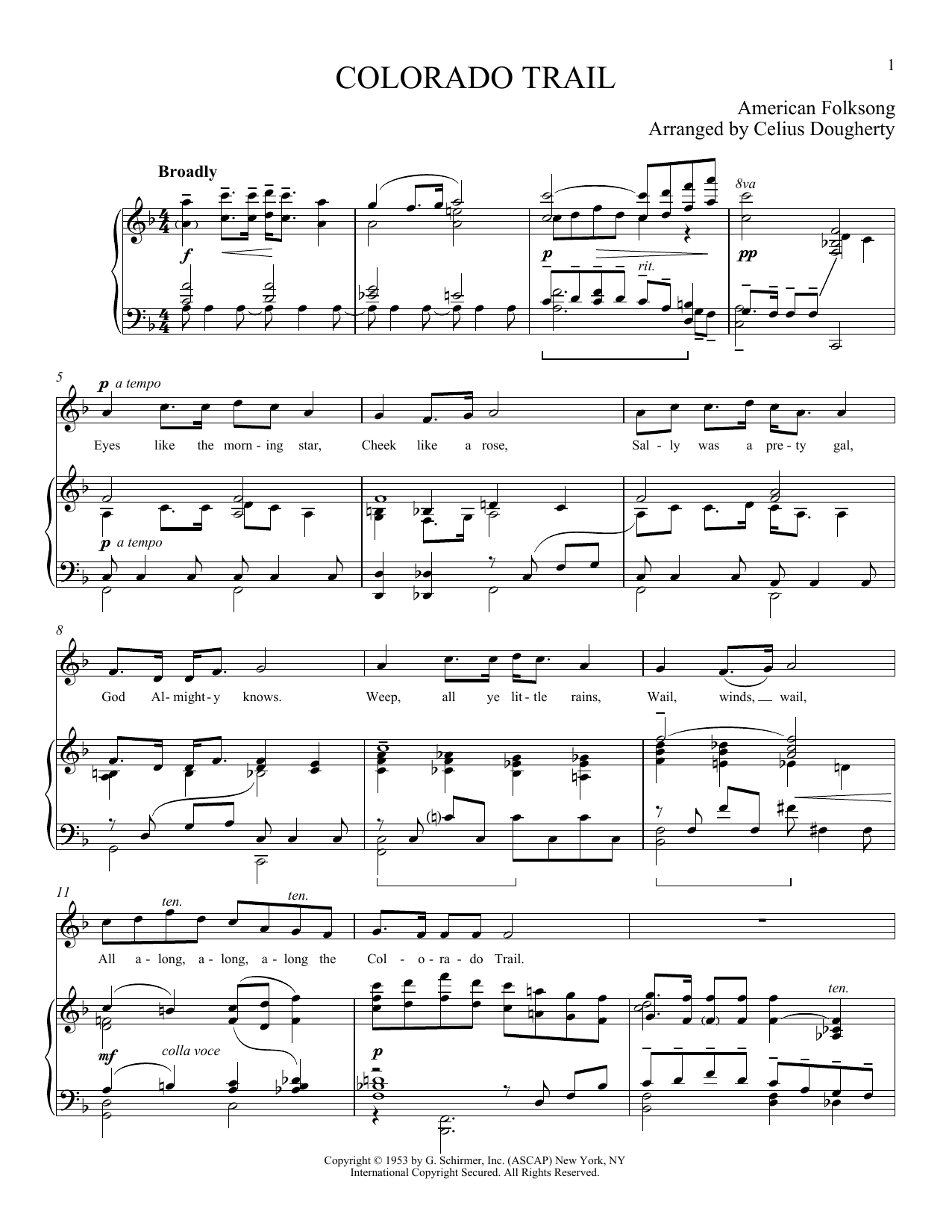 Celius Dougherty The Colorado Trail Sheet Music