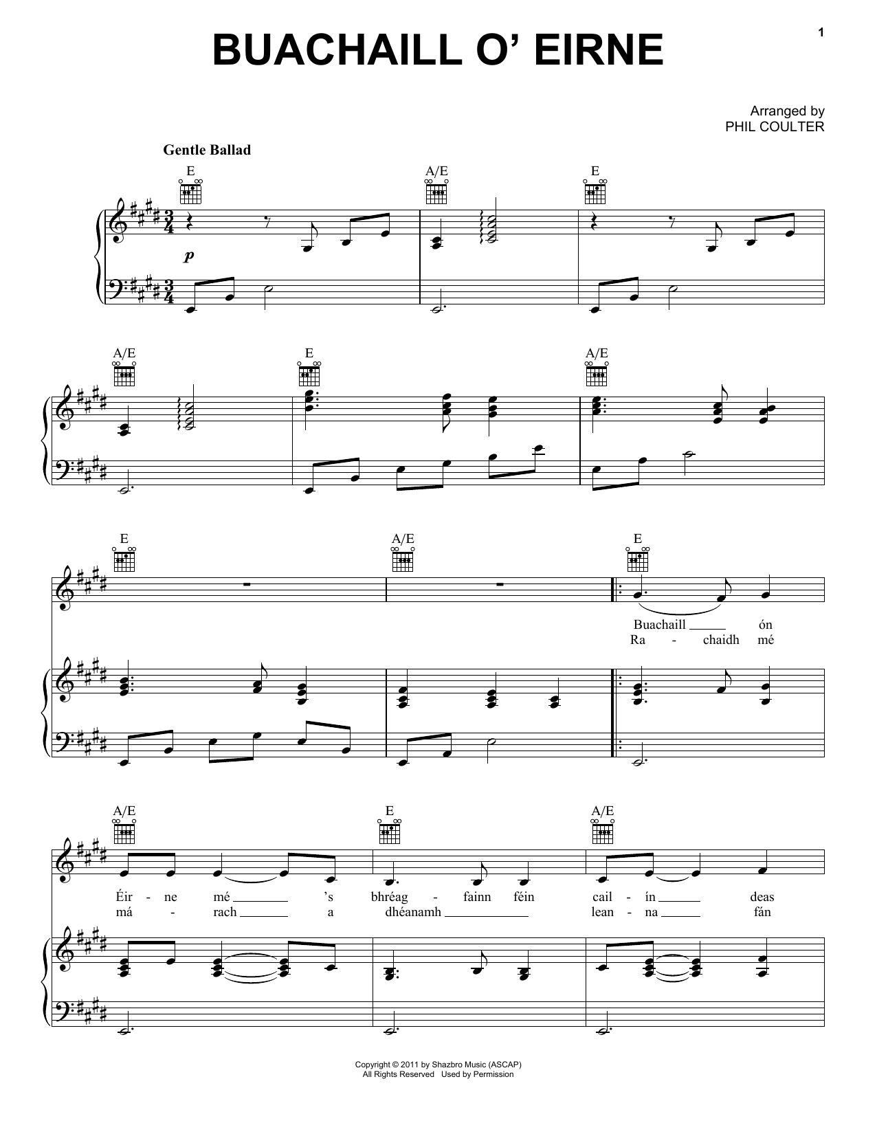 Celtic Thunder Buachaill O'Eirne Sheet Music