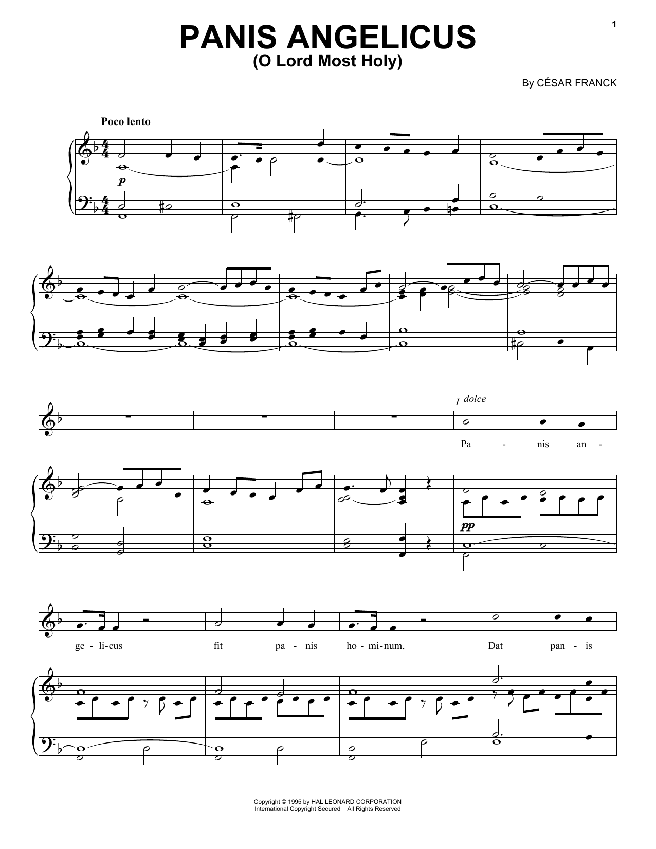 Cesar Franck Panis Angelicus (O Lord Most Holy) Sheet Music