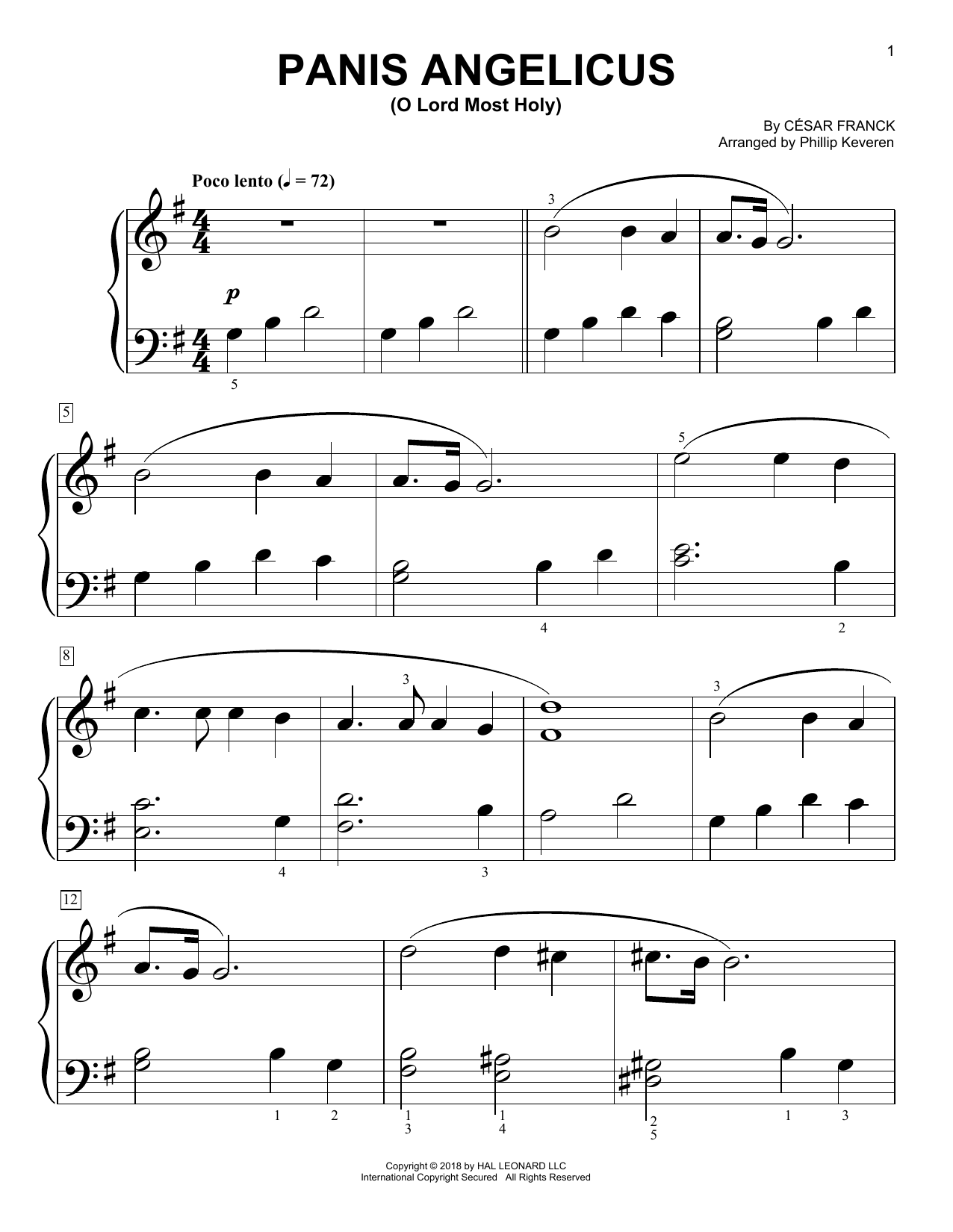 César Franck Panis Angelicus (O Lord Most Holy) (arr. Phillip Keveren) Sheet Music