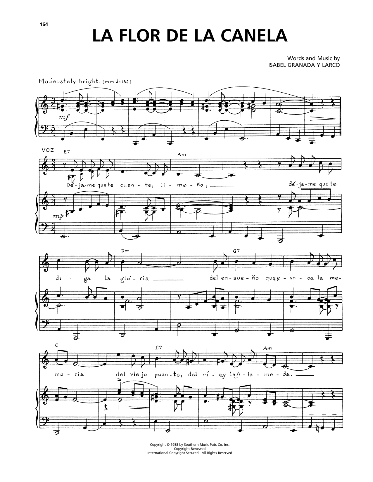 Chabuca Granda La Flor De La Canela Sheet Music