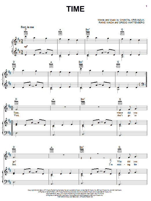 Chantal Kreviazuk Time Sheet Music
