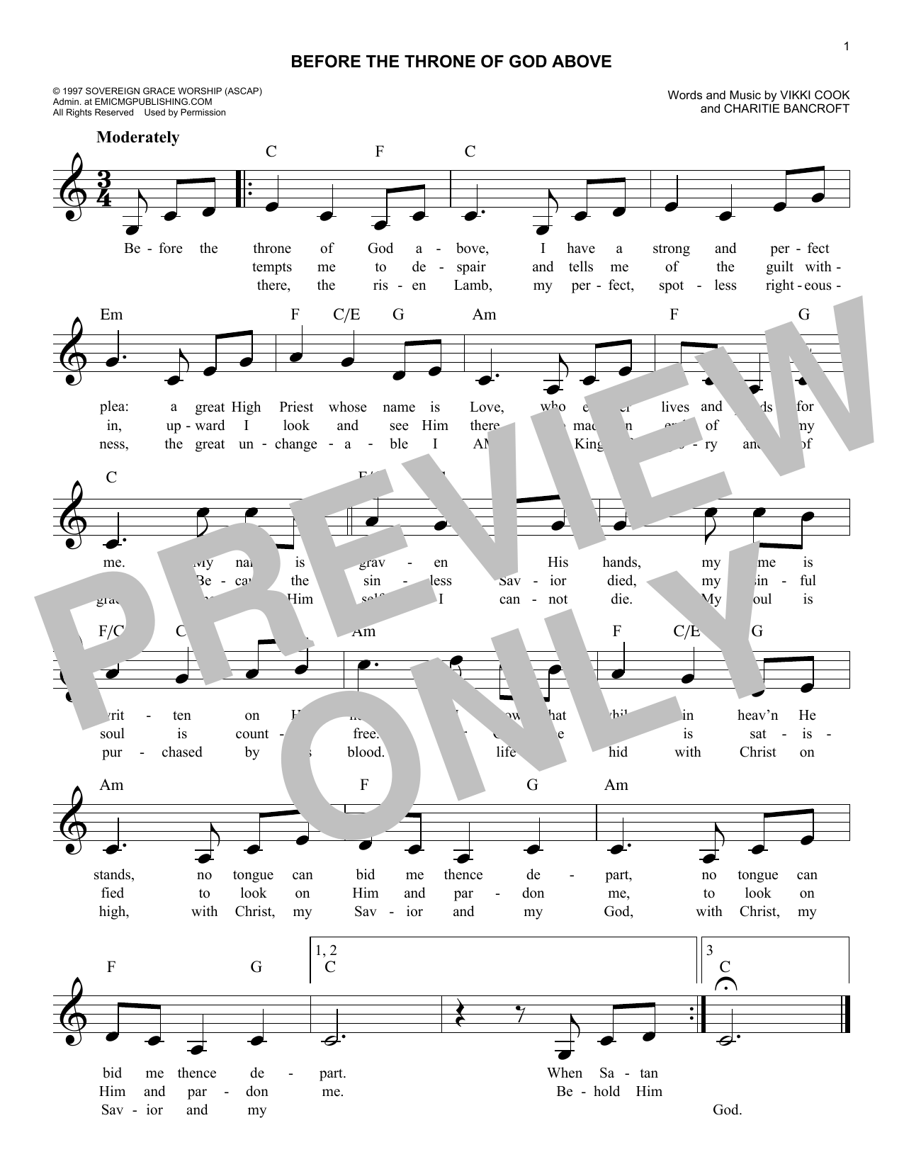 Charitie Bancroft Before The Throne Of God Above Sheet Music