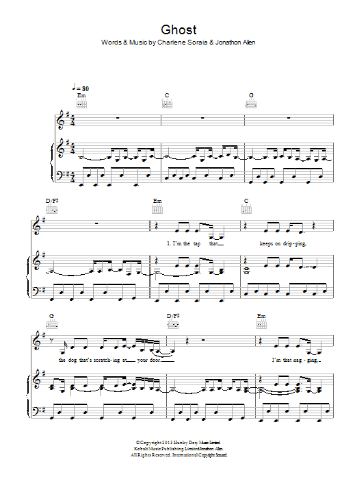 Charlene Soraia Ghost Sheet Music