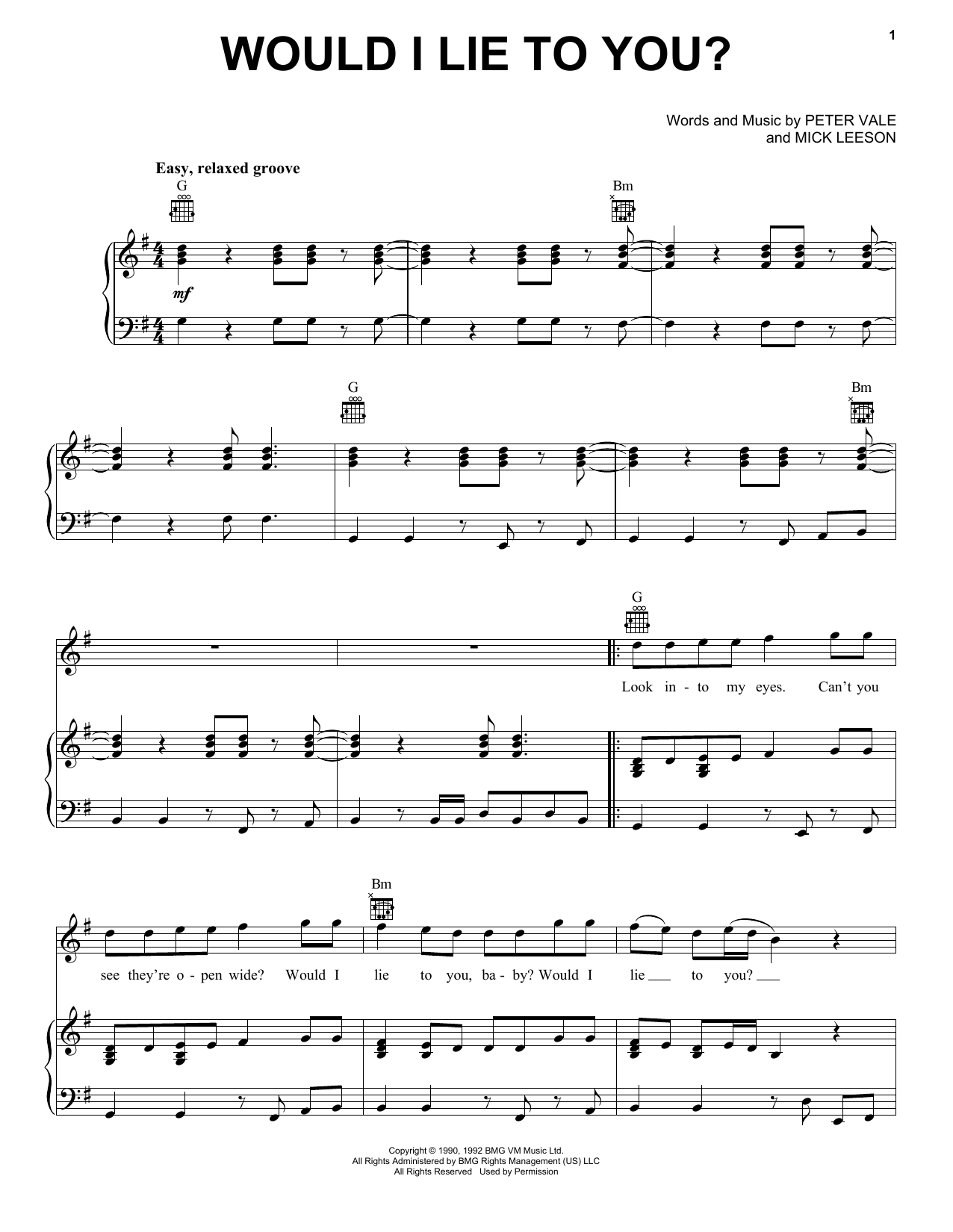 Charles & Eddie Would I Lie To You? Sheet Music