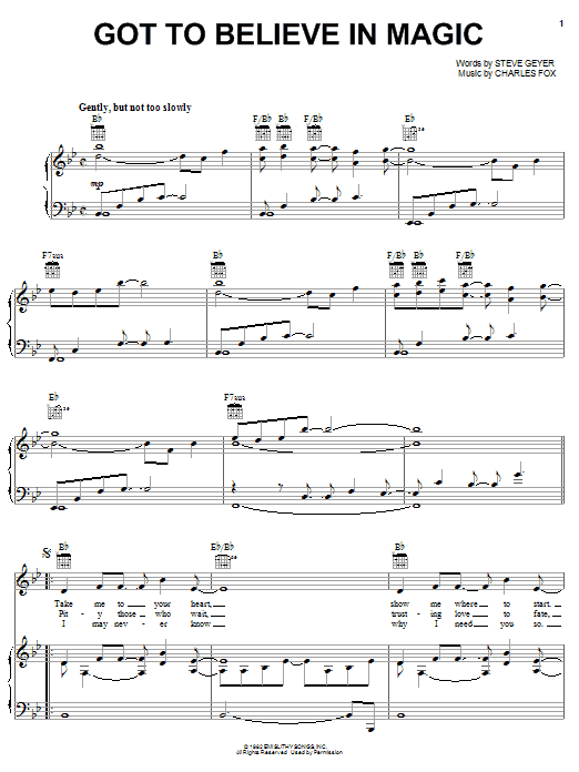 Charles Fox Got To Believe In Magic Sheet Music