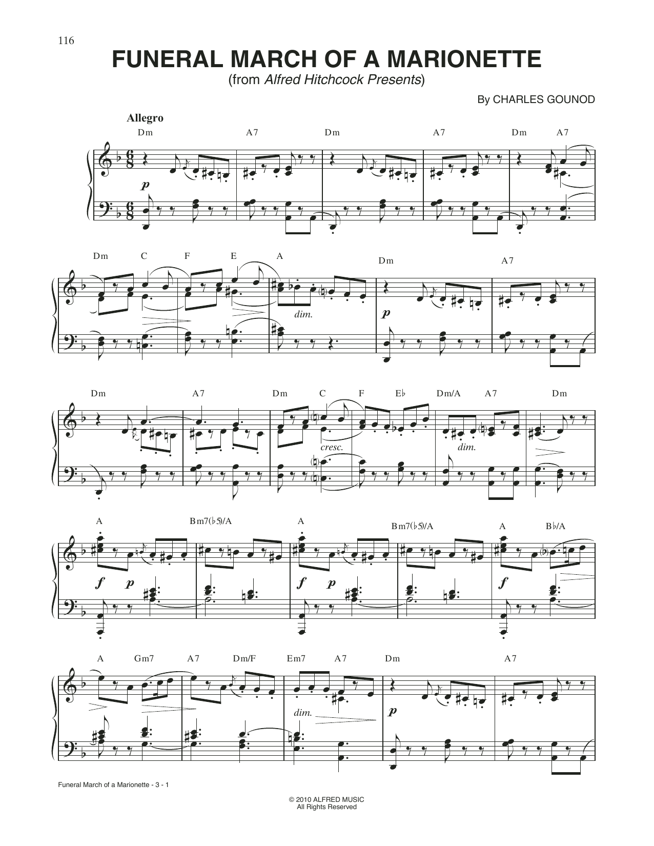 Charles Gounod Funeral March Of A Marionette (arr. Dan Coates) Sheet Music