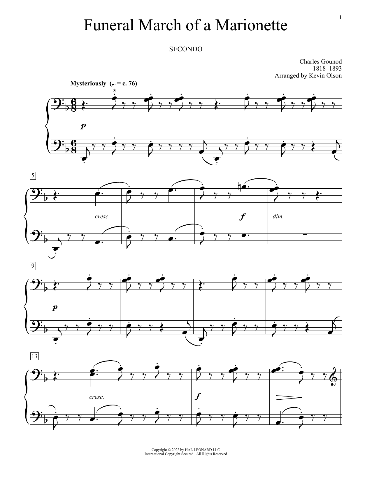 Charles Gounod Funeral March Of A Marionette (arr. Kevin Olson) Sheet Music