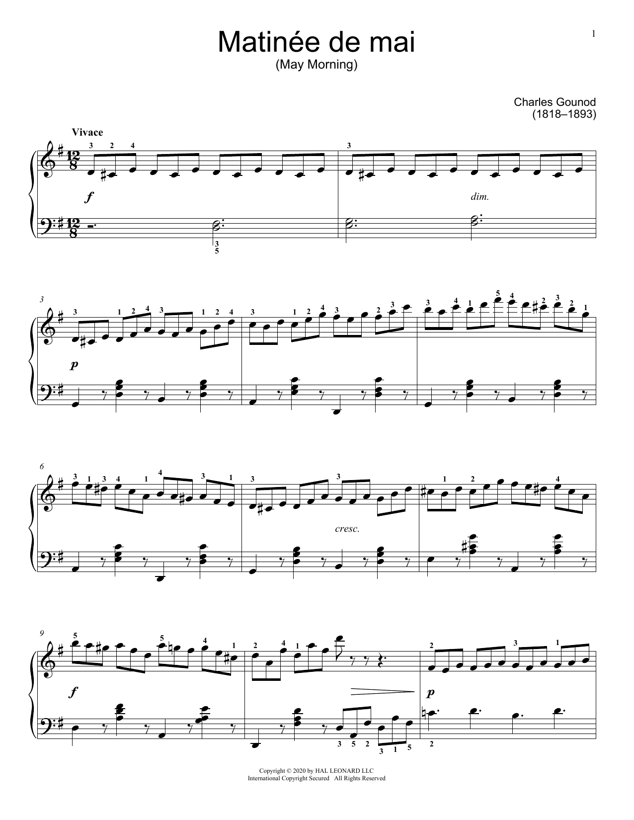 Charles Gounod Matinee de mai Sheet Music