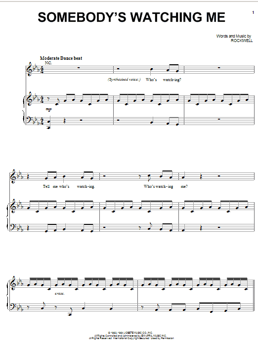 Rockwell Somebody's Watching Me Sheet Music