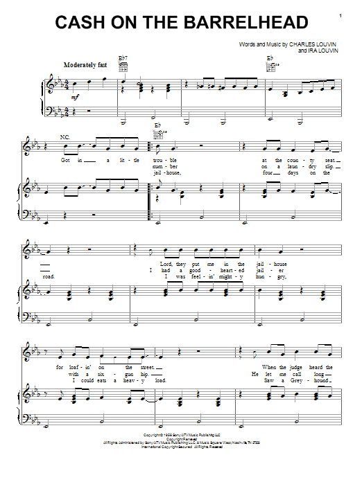 Charles Louvin Cash On The Barrelhead Sheet Music