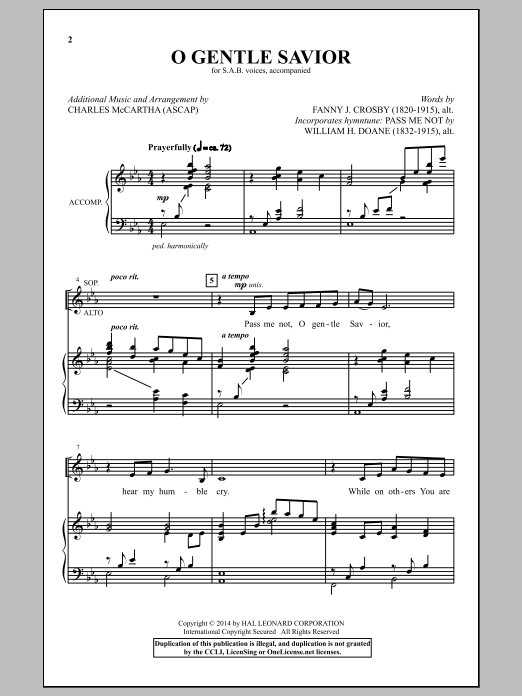 Charles McCartha O Gentle Savior Sheet Music