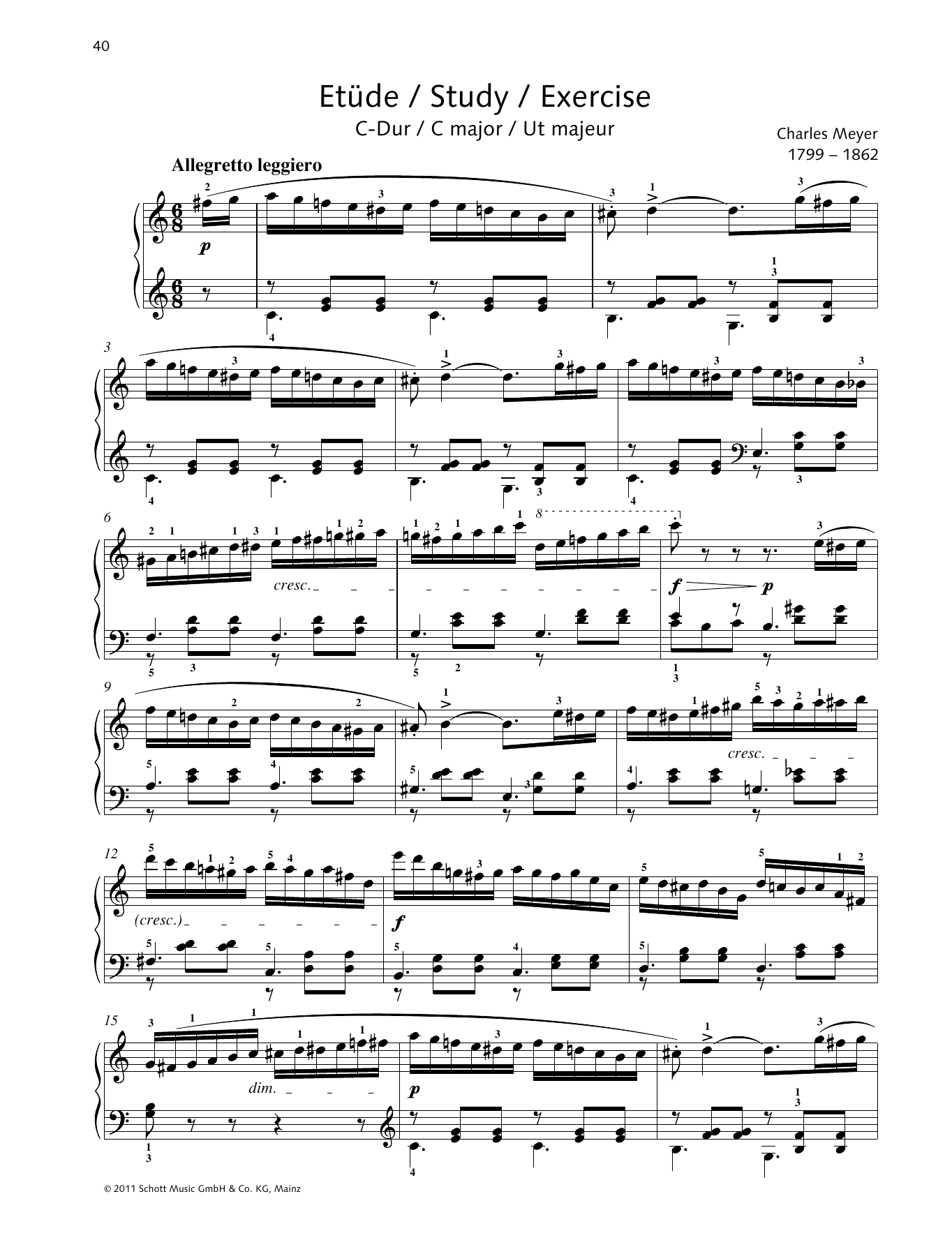 Charles Meyer Study C major Sheet Music