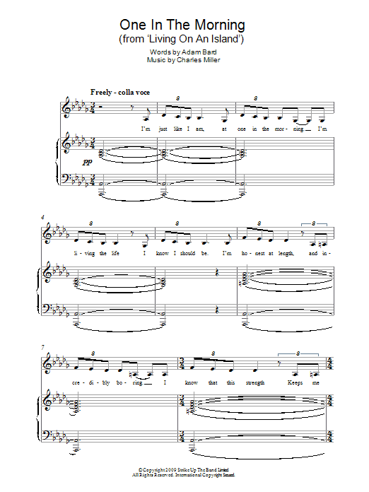 Charles Miller & Adam Bard One In The Morning (from Living On An Island) Sheet Music